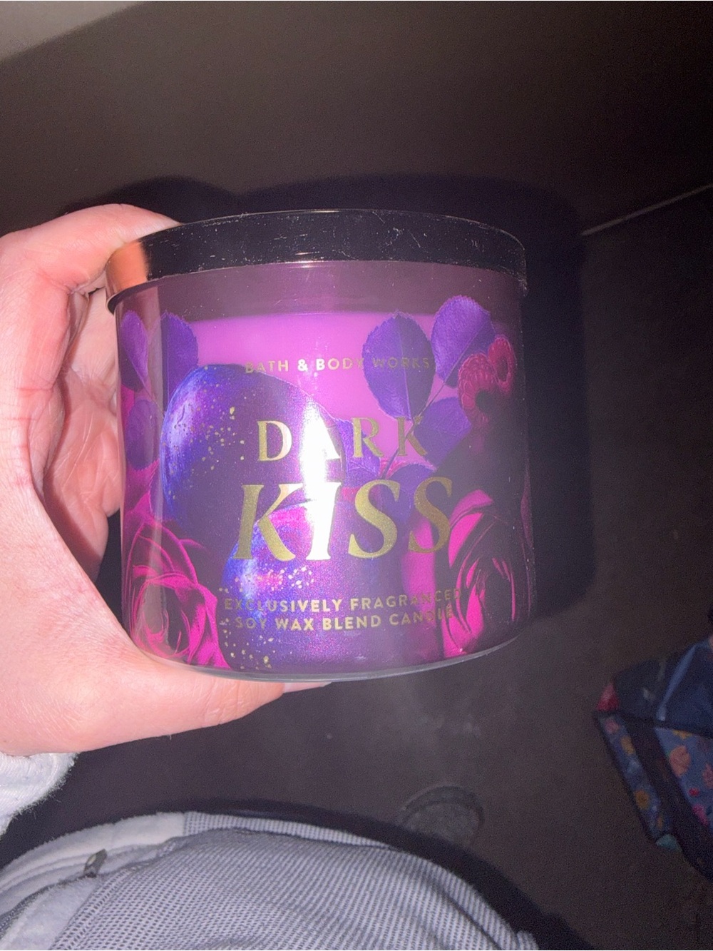 Bath & Body Works Dark Kiss 3-Wick Jar Candle - Purple & Pink Accents